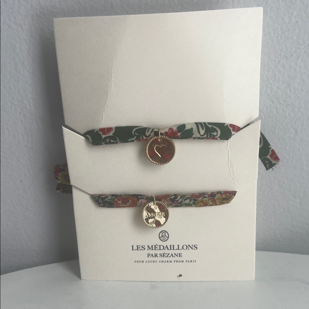 Sezane Gold And Green Bracelet Set